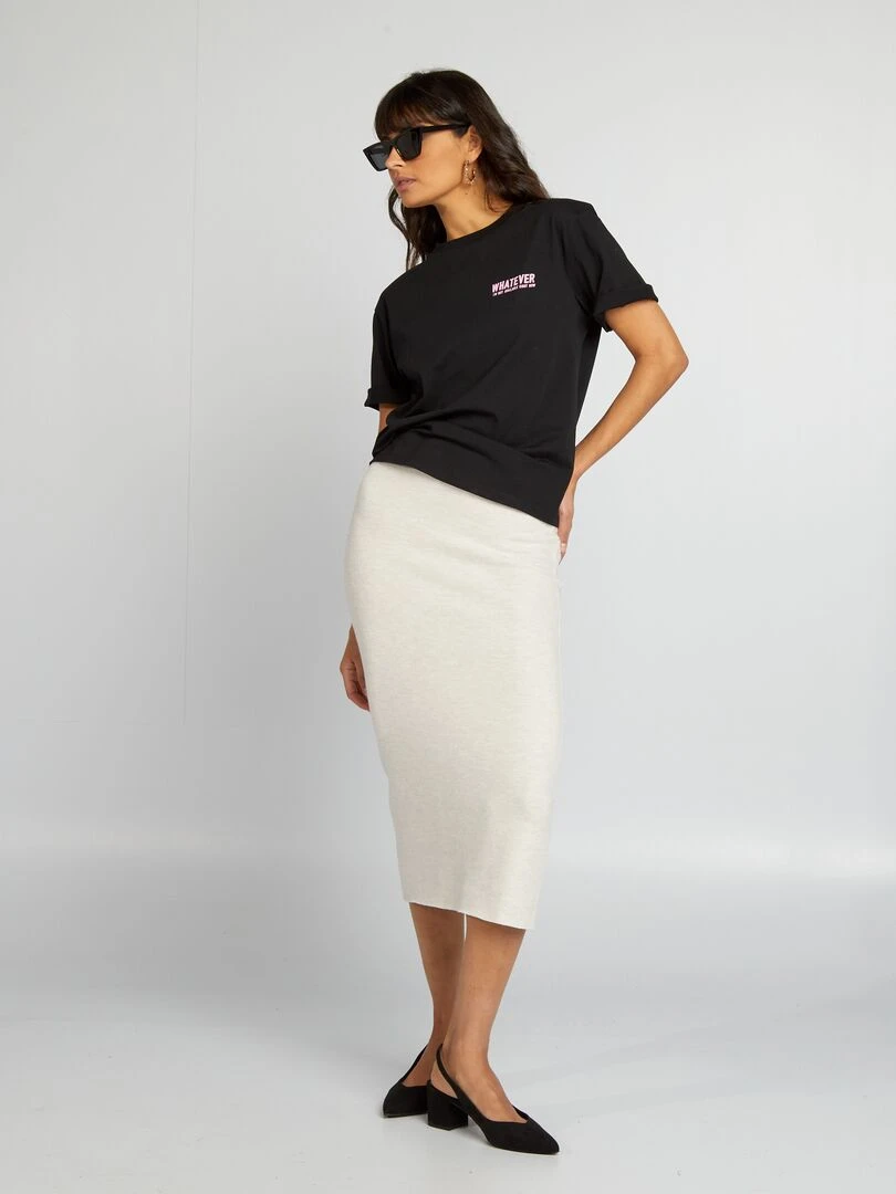 Tee shirt en jersey avec imprimé Noir/rose