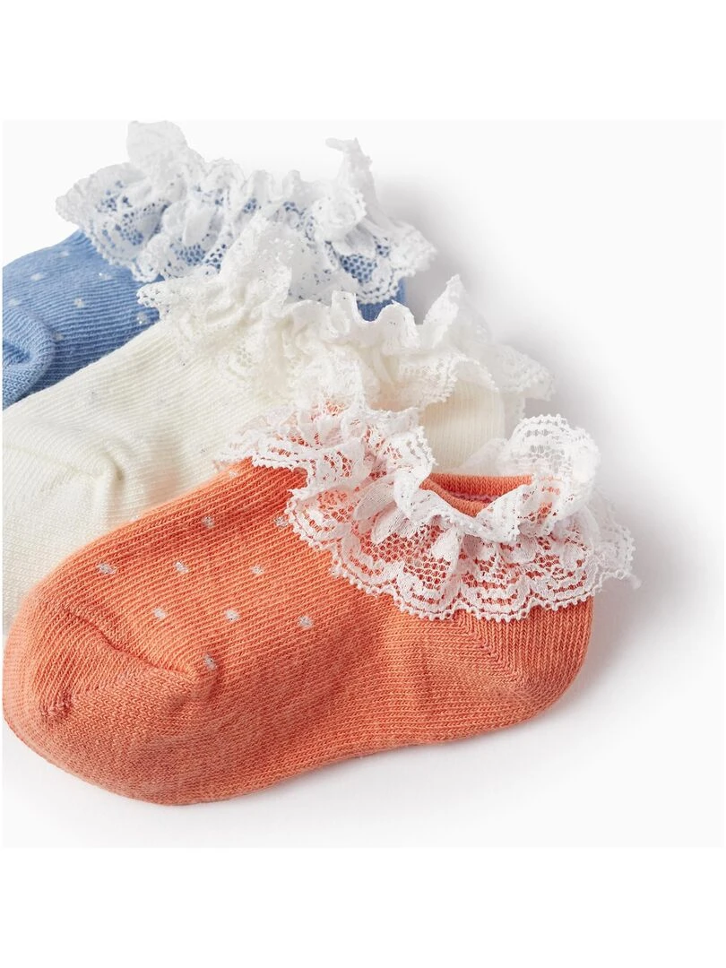 Lot 3 Paires de Chaussettes avec Dentelle et Lurex pour Bébé Fille Multicolore