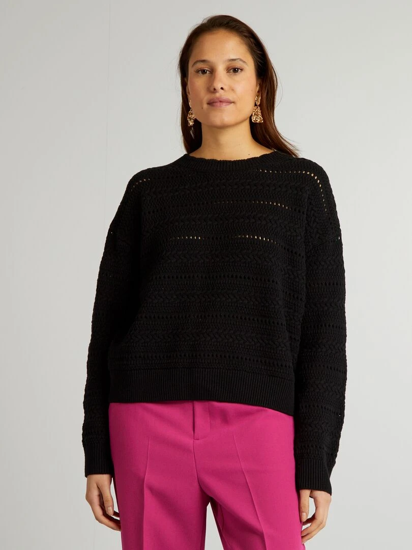 Pull en maille ajourée   noir