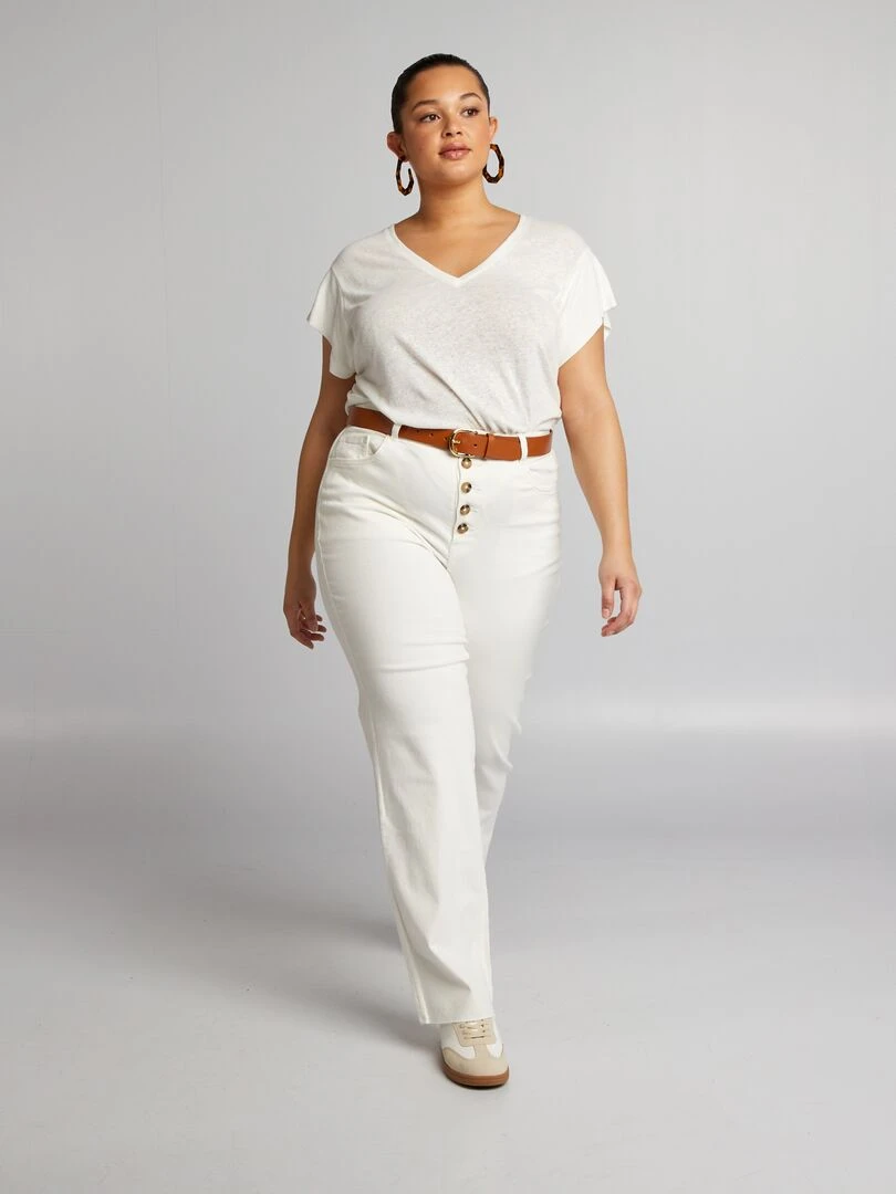 Pantalon denim wide leg Blanc