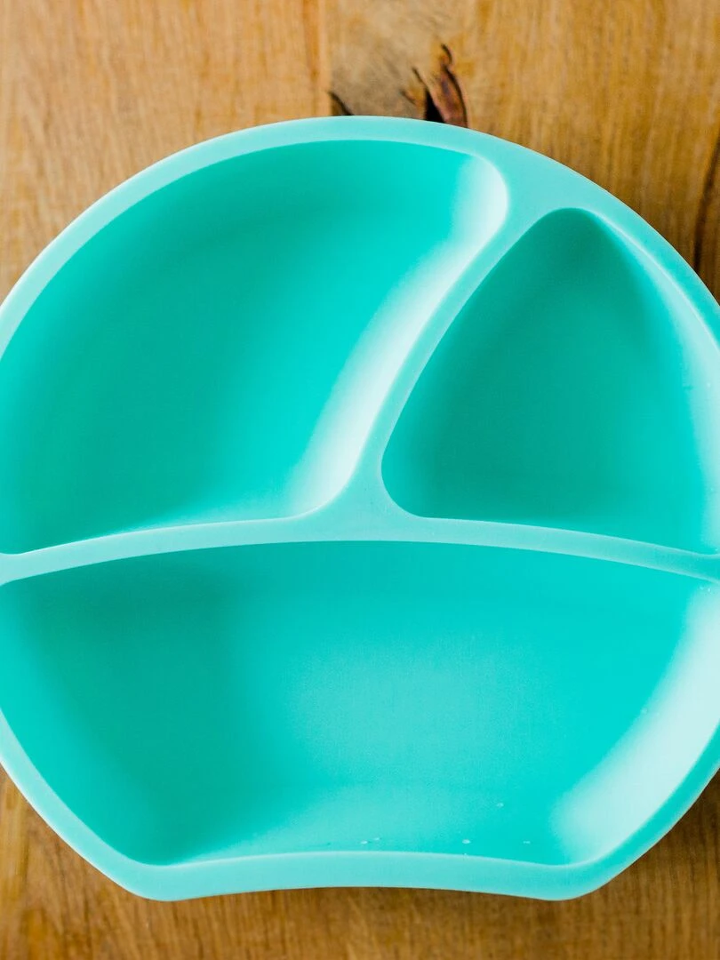 Assiette ventouse en silicone   Vert jade