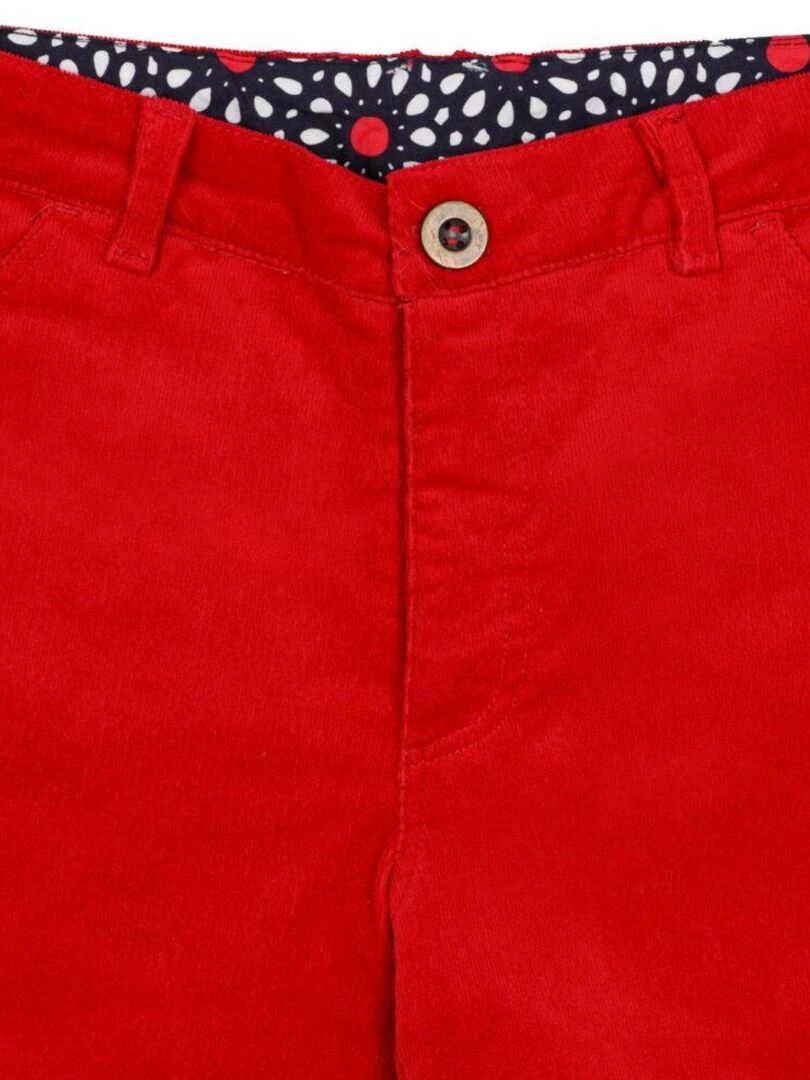 Pantalon Slim Fille  Velours Rouge Stretch  MORGAN   'LA FAUTE A VOLTAIRE'   Rouge