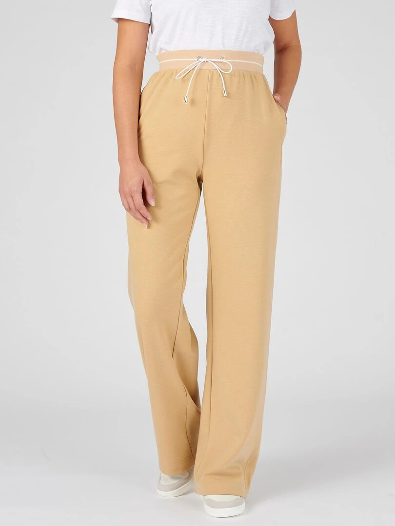 Pantalon large en molleton gratté   Happy D. by Damart   Beige chiné