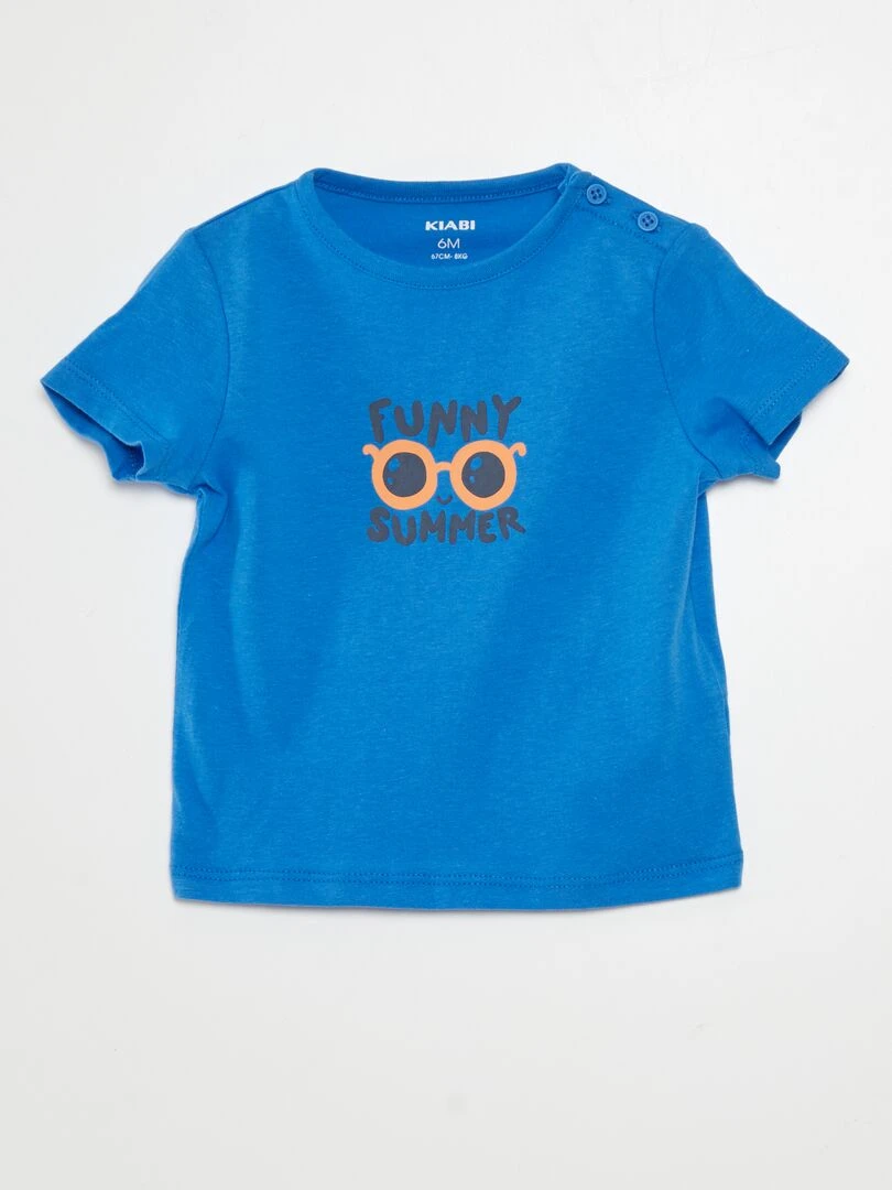 T shirt manches courtes imprimé Bleu
