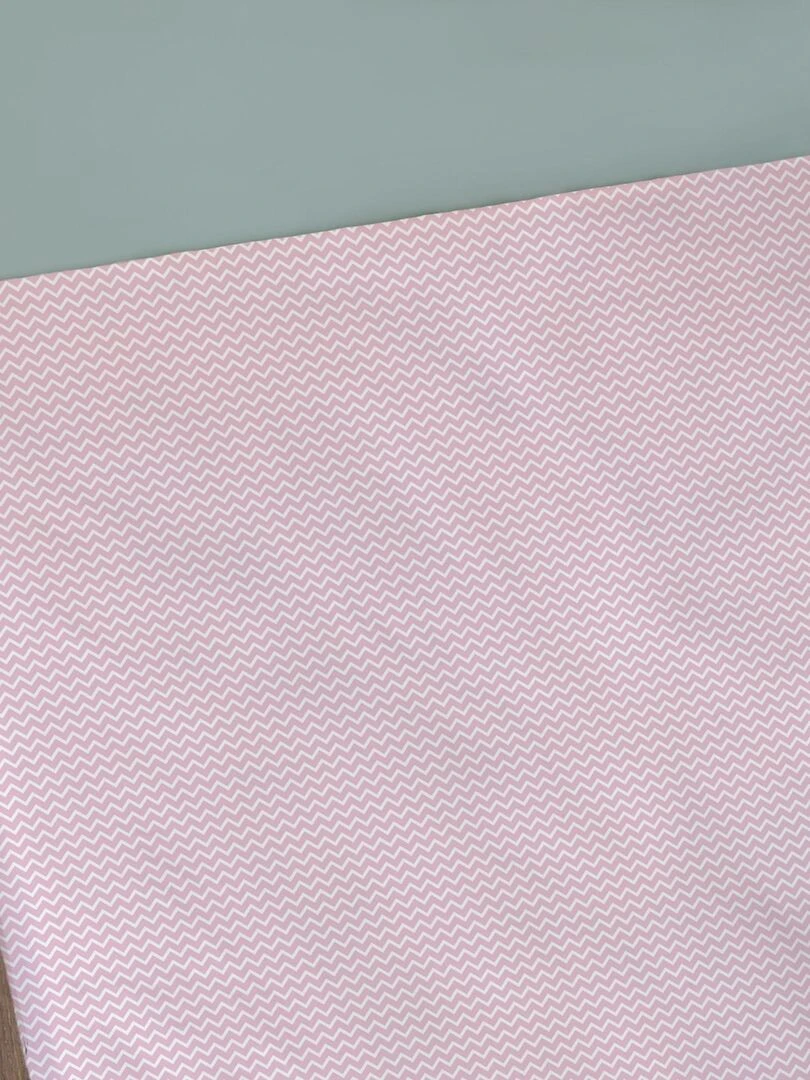 Drap housse imprimé 100% coton  FLAMANT ROSE   Blanc Rose