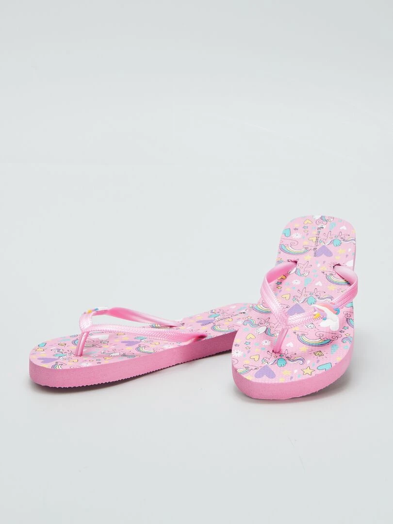 Tongs avec licorne   Rose