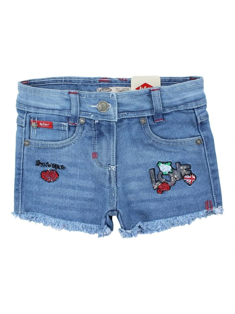 Lee Cooper Short fille imprimé logo en coton Bleu