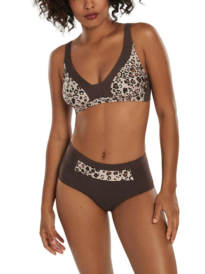 Bas maillot slip de bain shapewear taille haute Veracruz   Marron