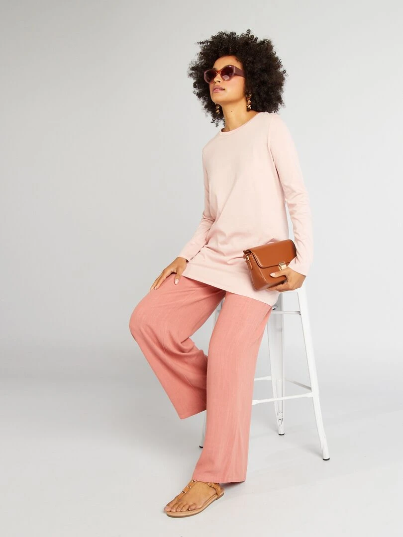 T shirt long à manches longues Rose