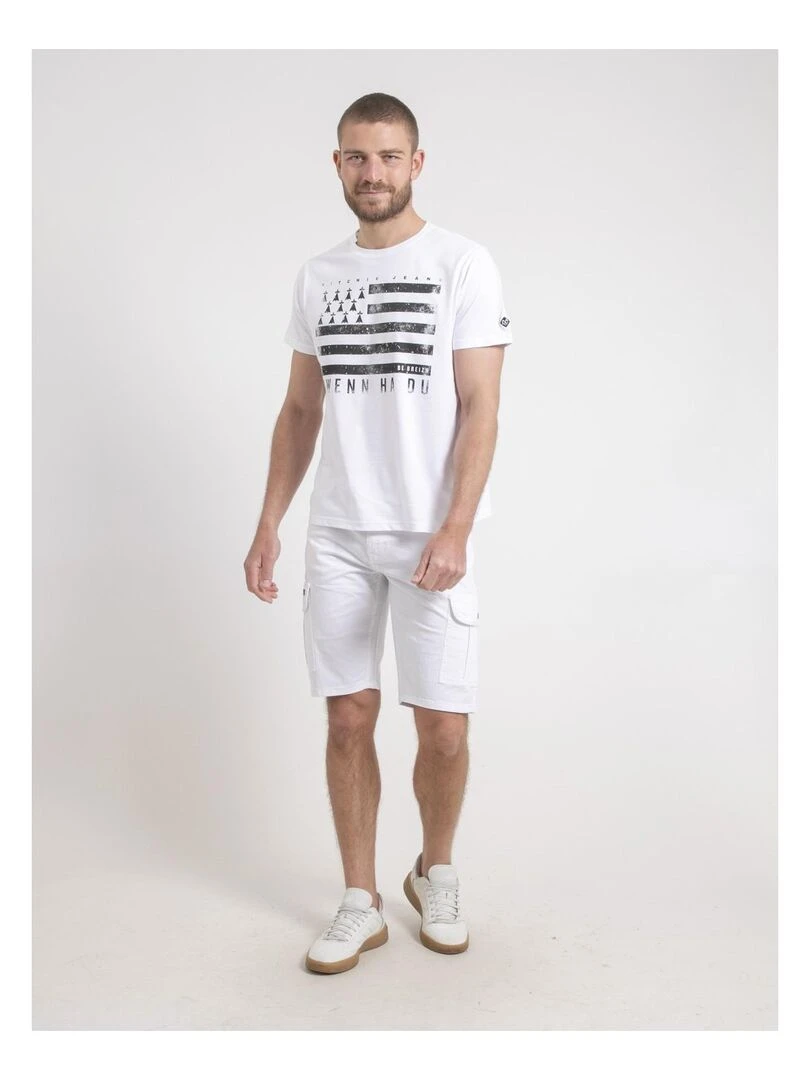 T shirt col rond pur coton NEVENOU   Blanc