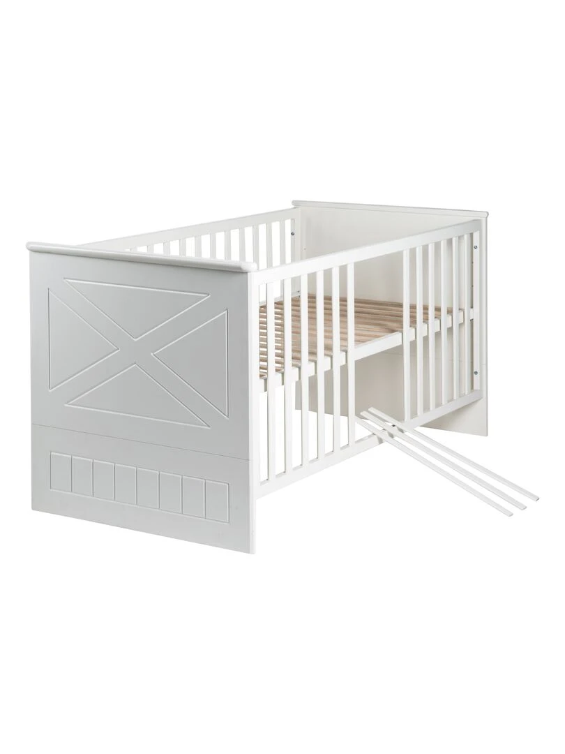 ROBA Lit bébé évolutif "Constantin"   70x140   Hauteur Réglable   0 à 7 Ans   Blanc/Blanc Canadien   Blanc