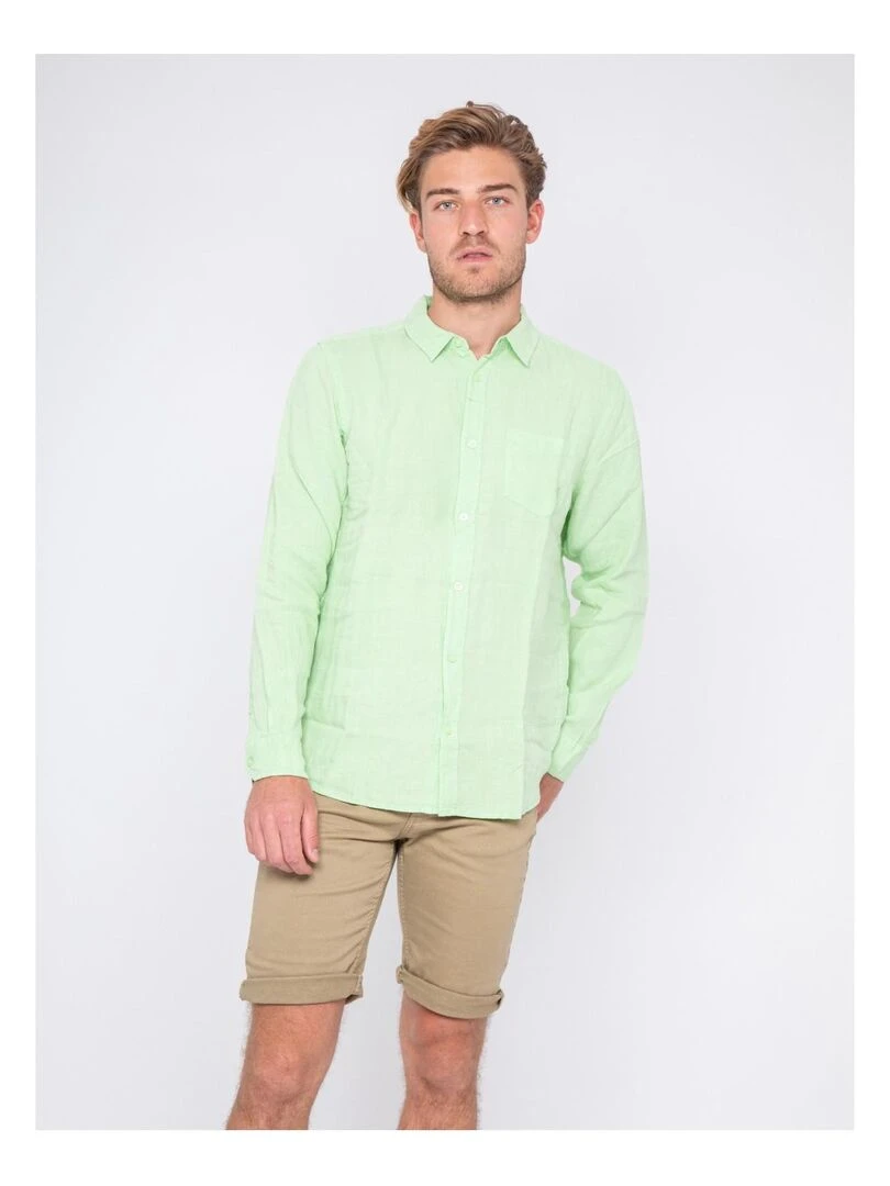Chemise manches longues pur lin DALAMO Vert