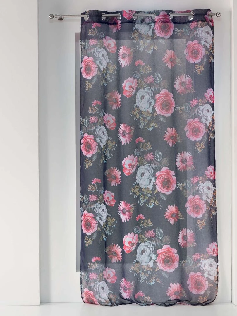 Panneau a oeillets rideau Voile Collection Flowers Violet