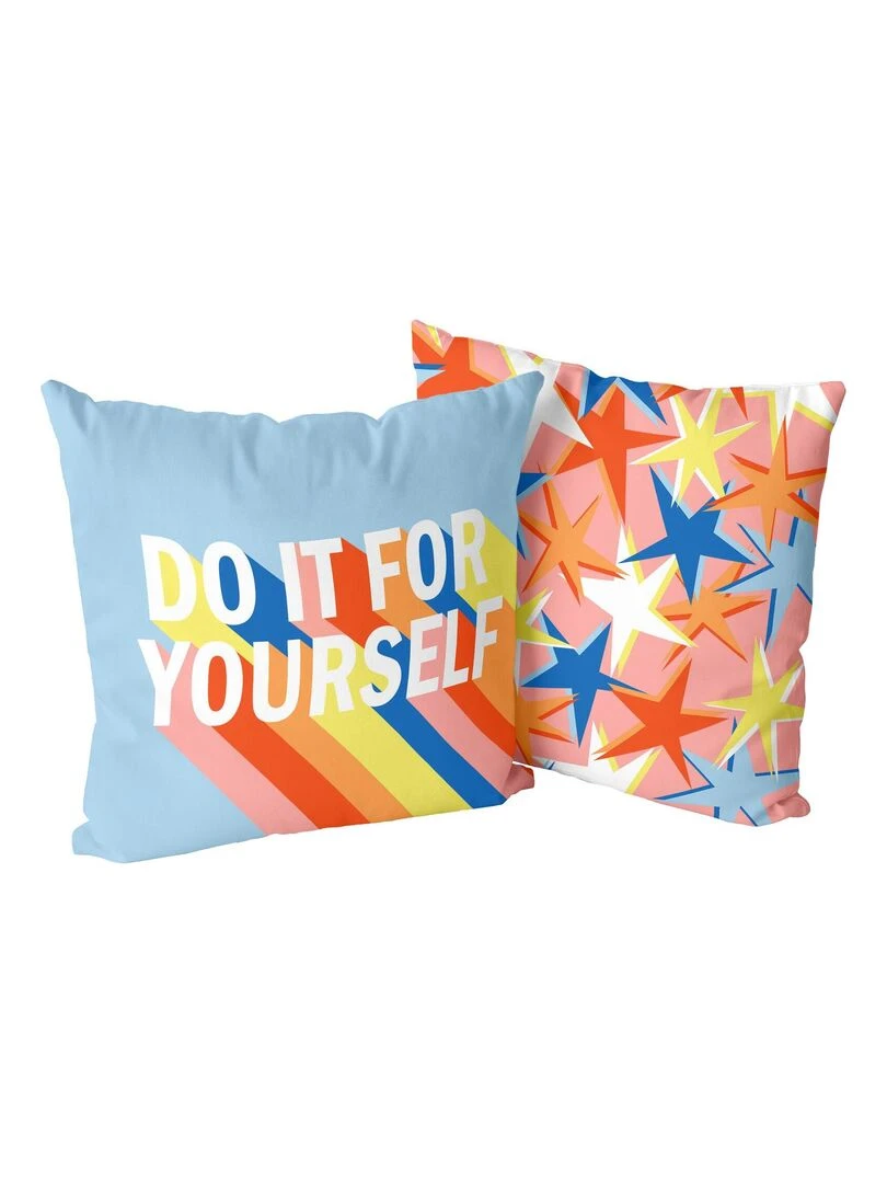 Housse de coussin décoratif Do it "Happyfriday" Blanc