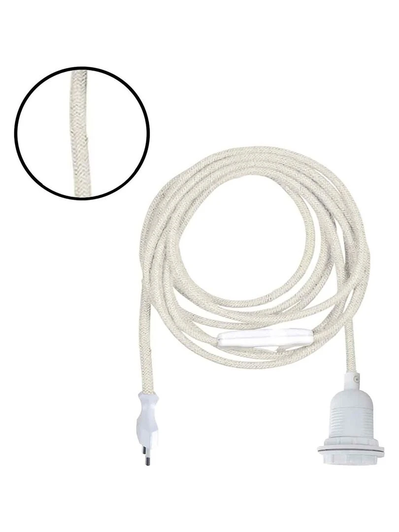 Suspension à douille baladeuse en coton Blanc