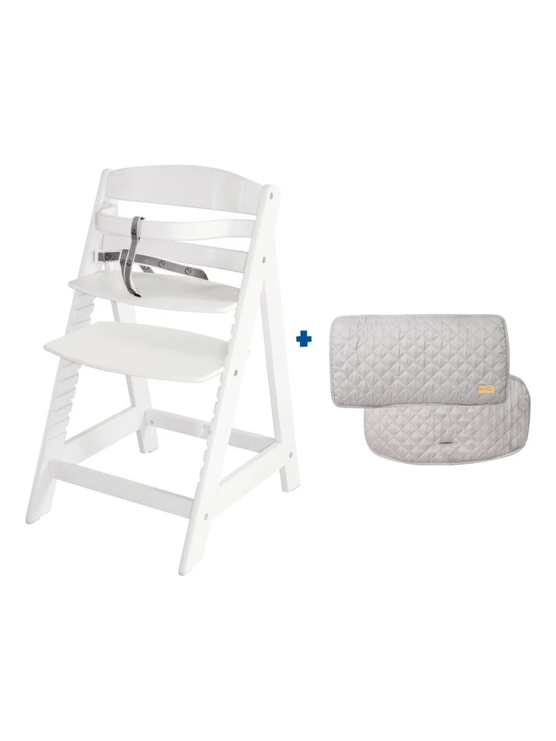 ROBA Chaise Haute Évolutive "Sit Up III" + Coussin "roba Style" Blanc/Gris Blanc