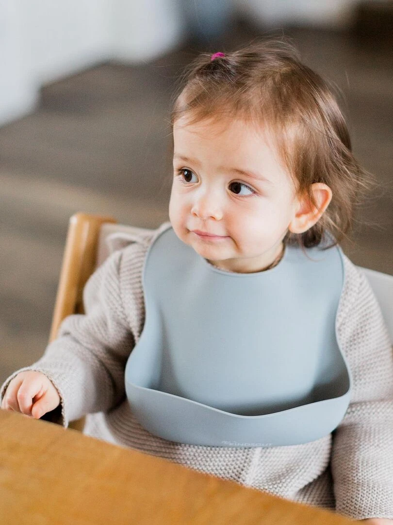 Bavoir bébé en silicone   Gris foncé