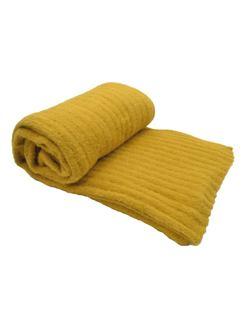 Plaid en maille Effet côtelé Jaune