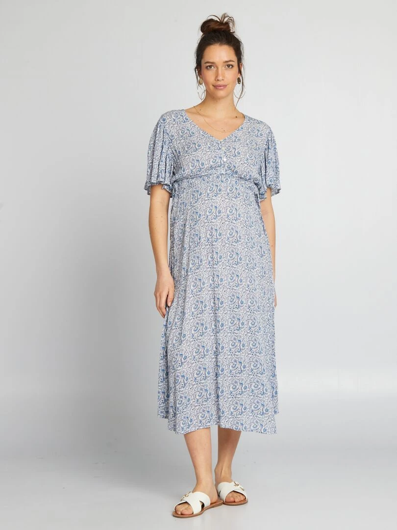 Robe longue de maternité Bleu
