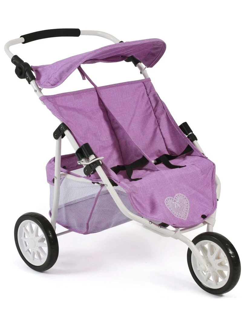 Poussette Jogger 3 roues pour poupées jumelles Mélange violet N/A