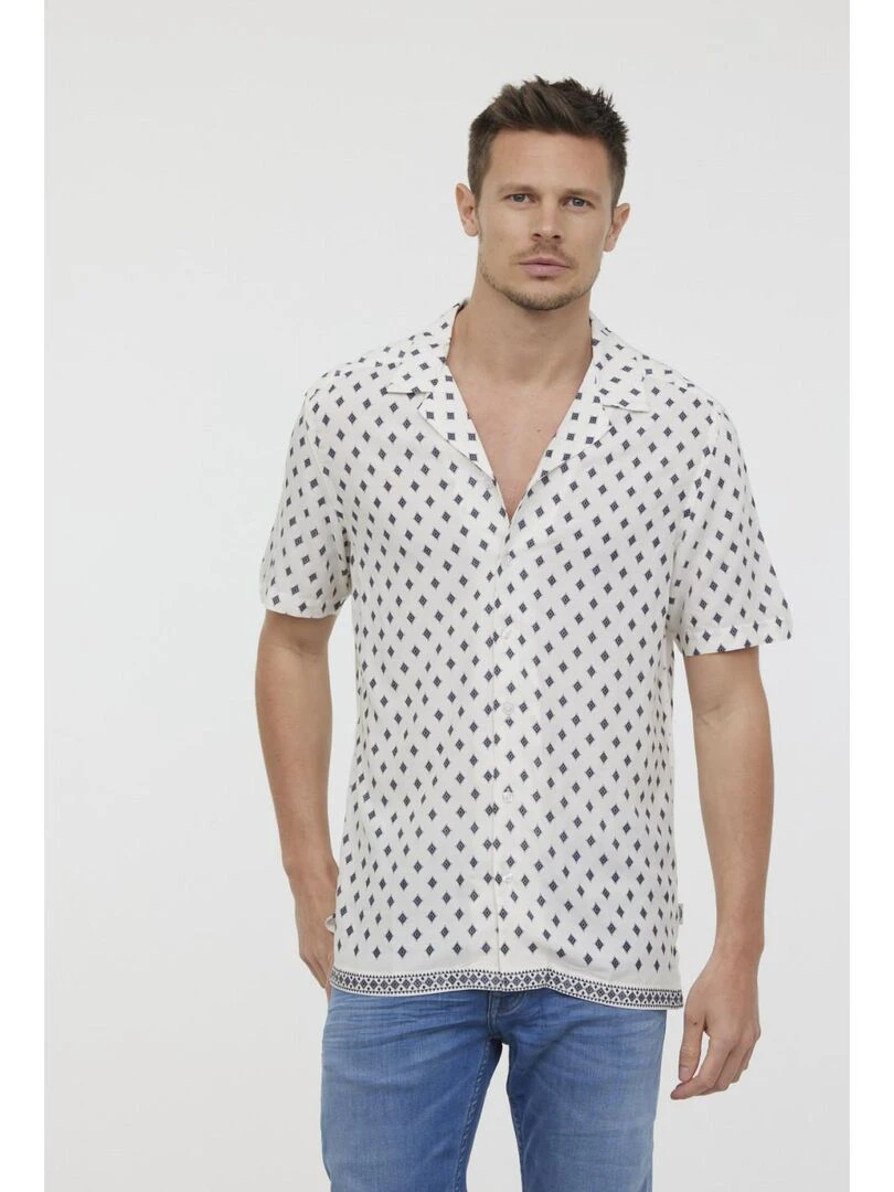 Lee Cooper   Chemise manches courtes viscose relax DARUS   Bleu foncé