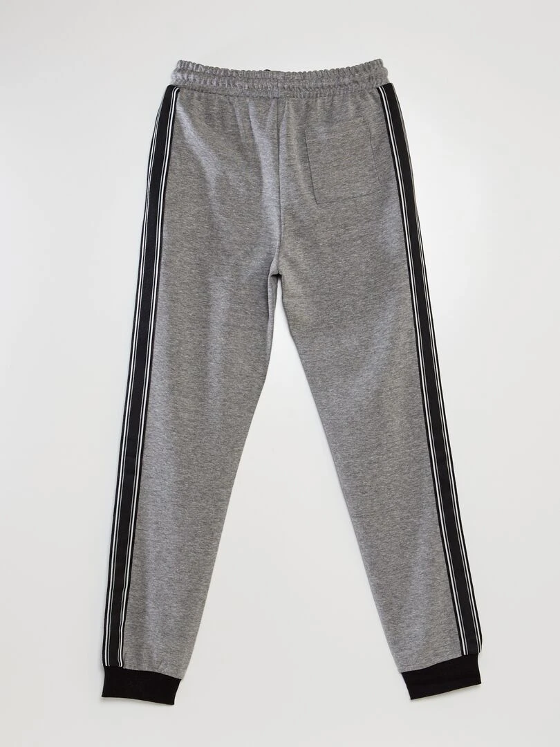 Pantalon jogging en interlock avec biais contrasté Gris