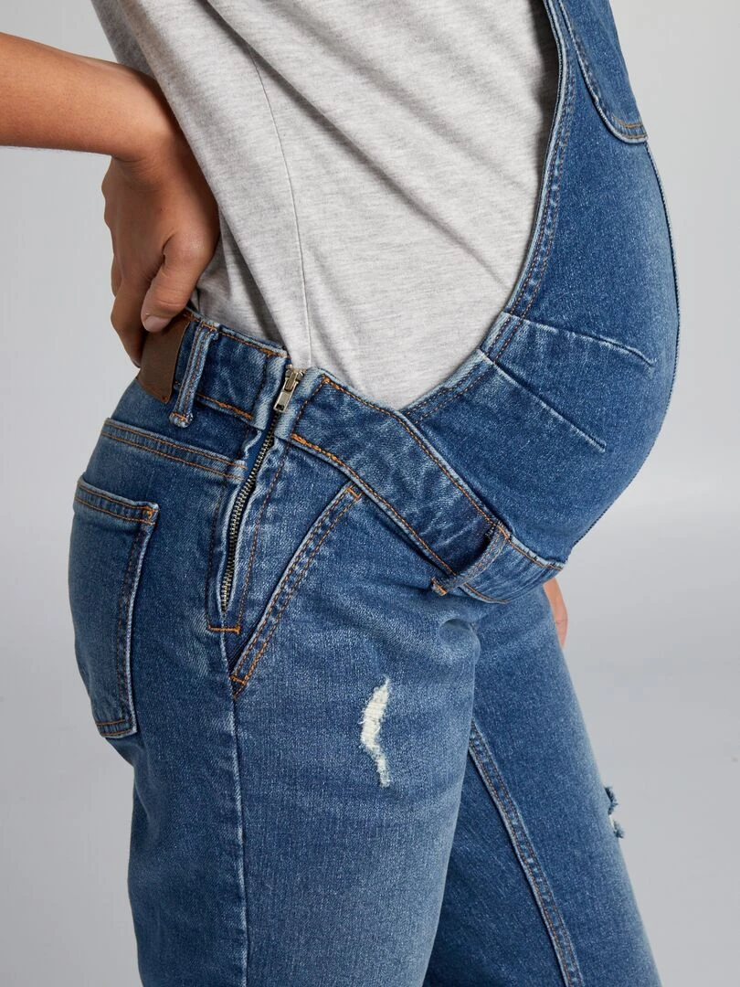 Salopette de maternité en denim stretch   Stone
