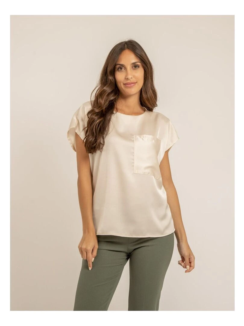T shirt satin FELOPA Ecru