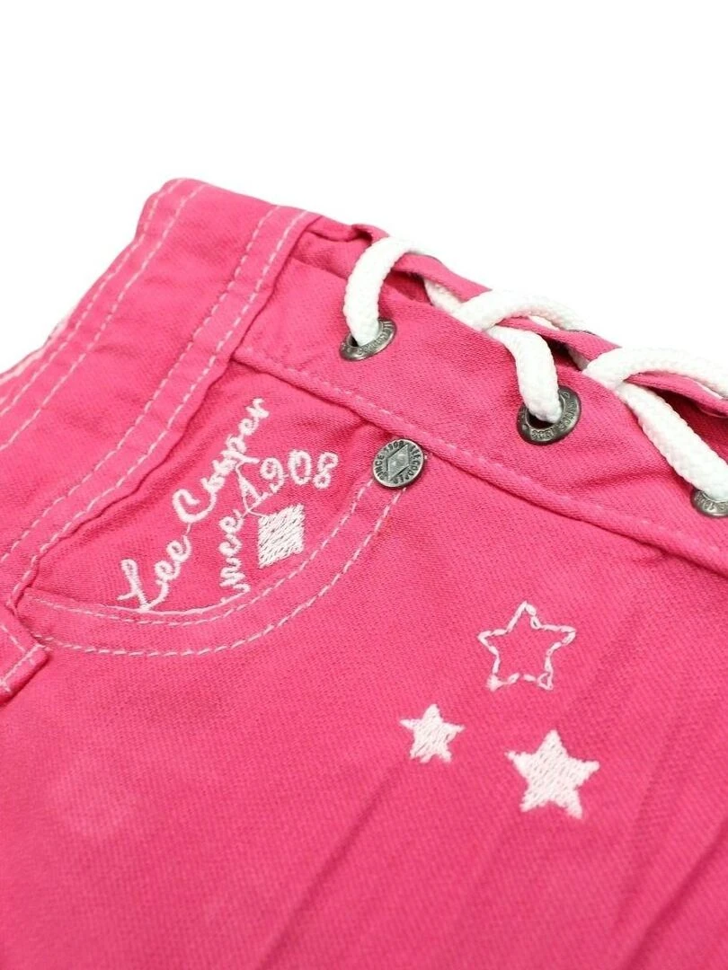Lee Cooper   Short fille imprimé logo en coton   Rose