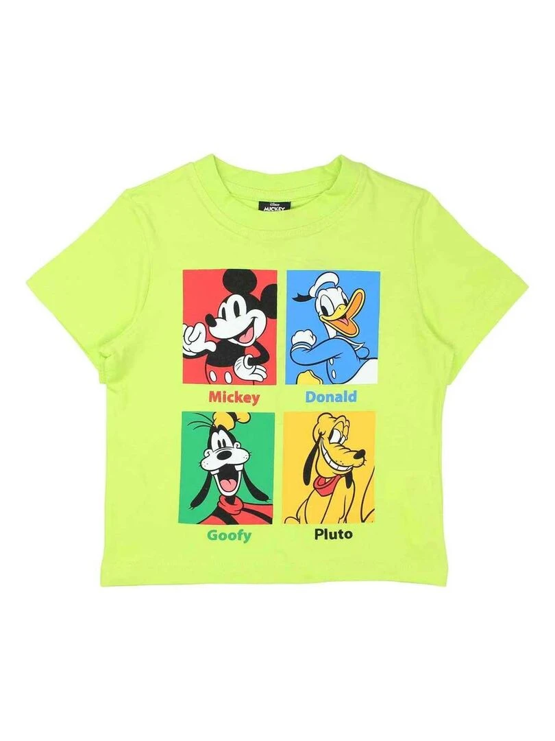 Disney T shirt garçon imprimé Mickey en coton Vert