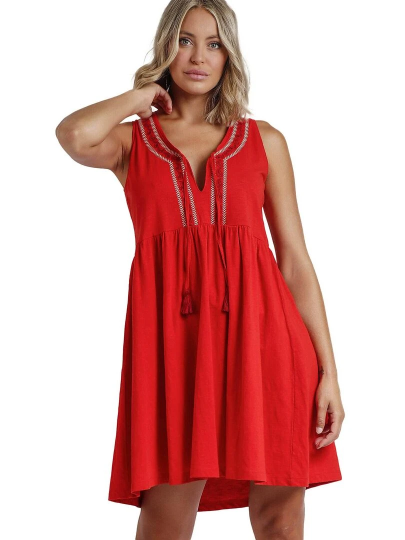 Robe estivale White Paisley Rouge