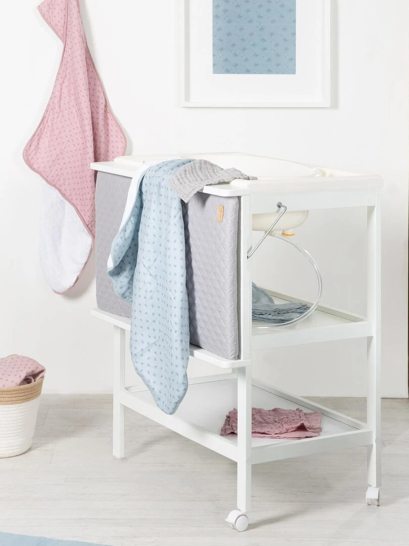 ROBA Table à Langer avec Baignoire Bébé 2en1 + Matelas à Langer Hydrofuge roba Style Gris   Blanc Gris