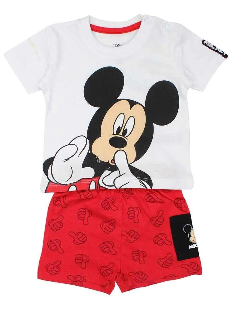 Disney Ensemble T shirt short bébé garçon Imprimé Mickey Rouge