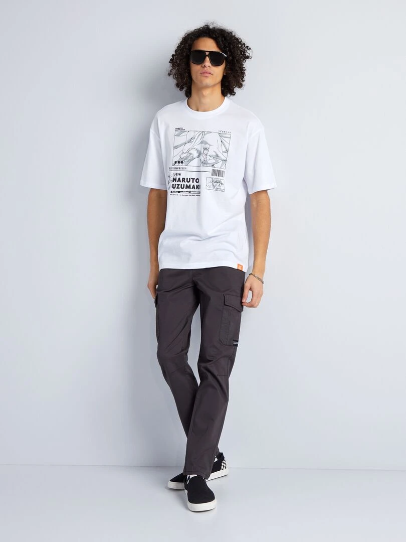 T shirt confort en coton 'Naruto' blanc