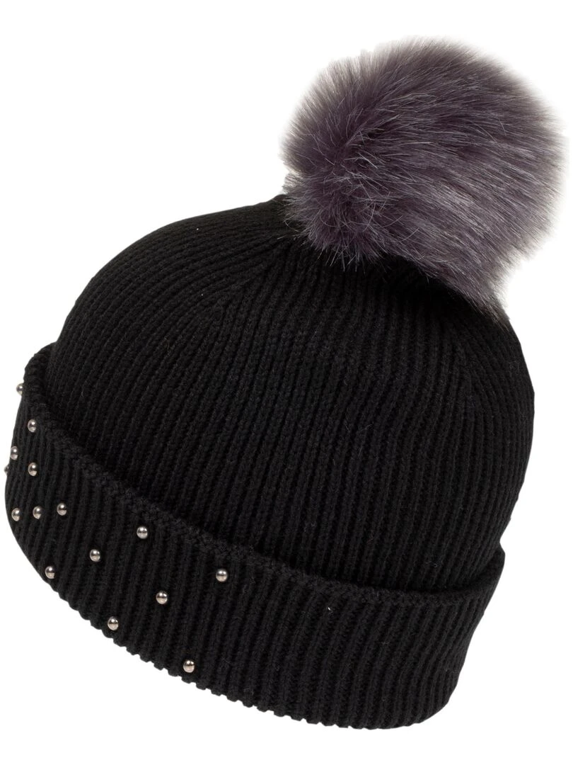 Bonnet Femme Avec Perles Noir Noir