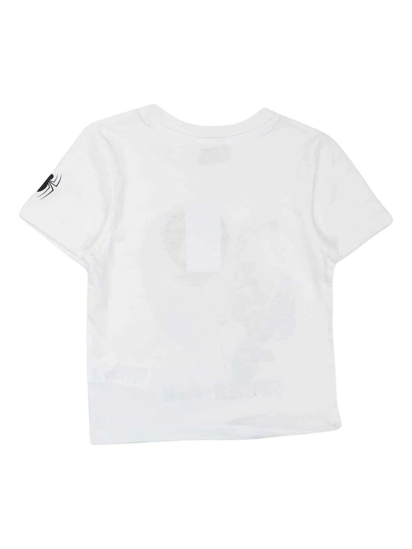 Disney T shirt garçon imprimé Spiderman en coton Blanc