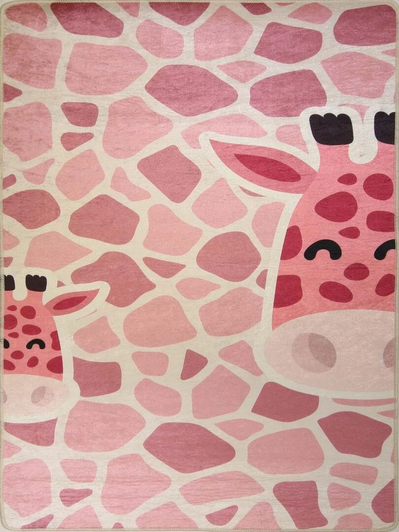 Tapis Enfant GIRAFE Rose Rose