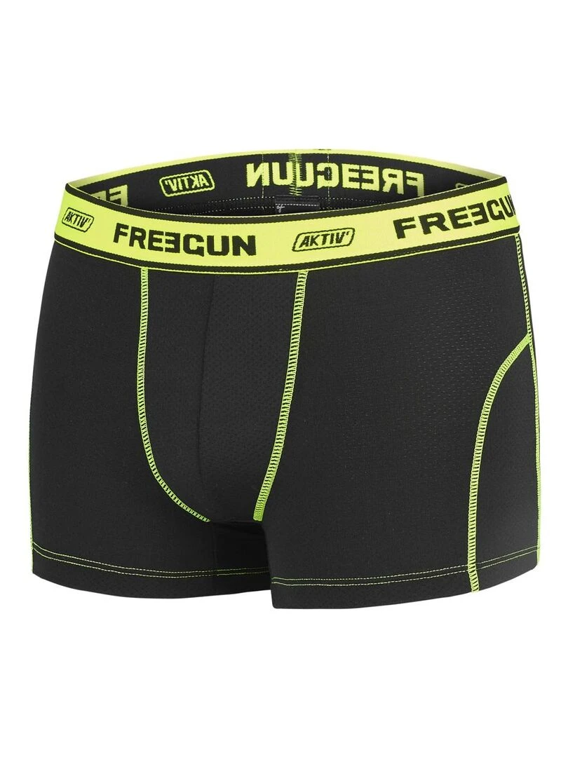 Lot de 4 Boxers homme Aktiv Sport Fluo Freegun   Noir