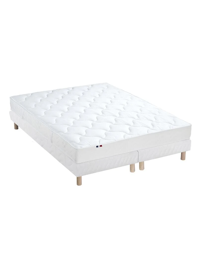 Ensemble Matelas Mousse ferme réversible ALTO + Sommier Made in France Sommier Blanc Blanc