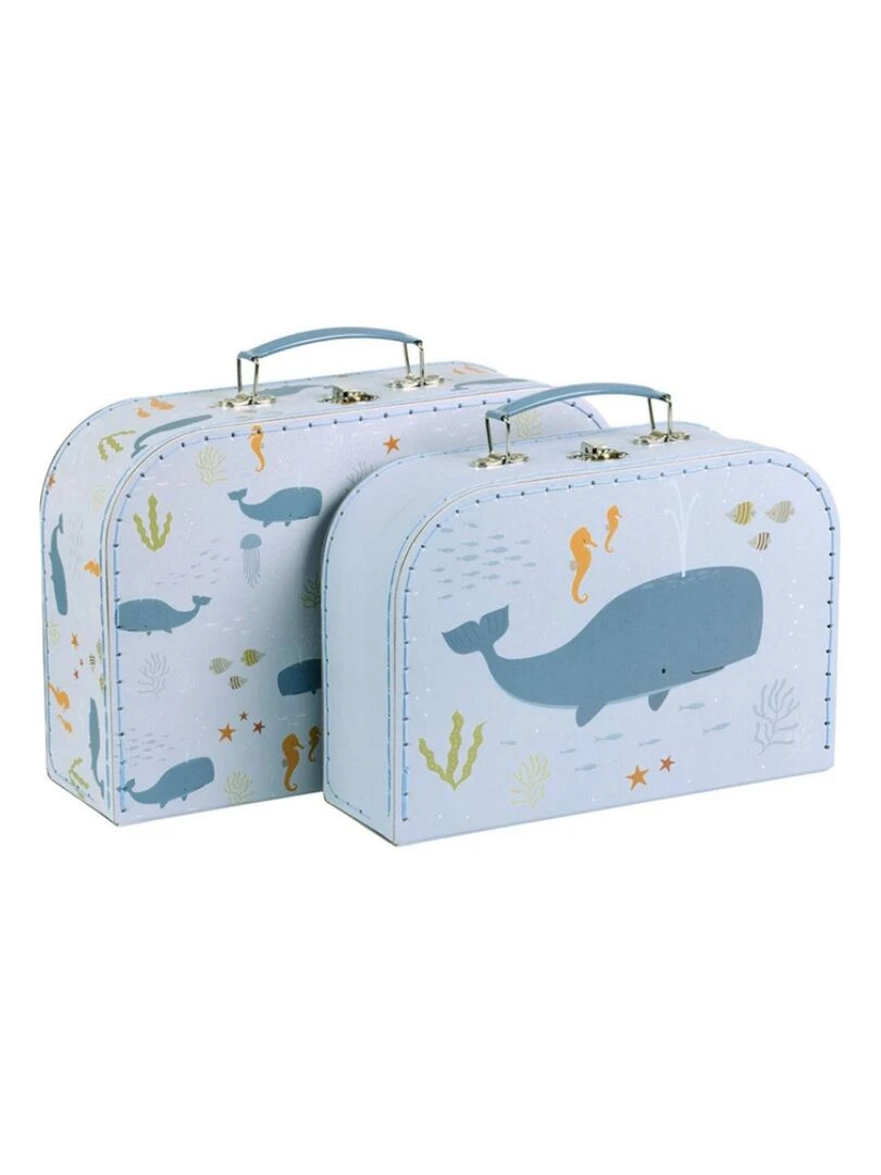 Lot de 2 valisettes de rangement Océan Bleu
