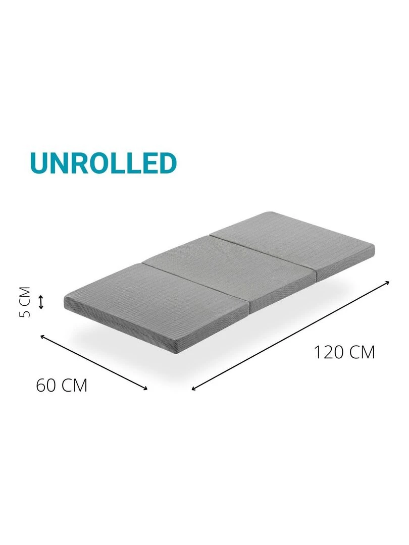 Matelas de voyage pliable 3 pièces pour lit de bébé 120x60 cm  matelas en mousse  épaisseur 5 cm   Gris