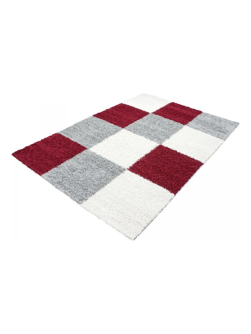 Tapis shaggy CARRÉ A OEKO TEX®   Rouge