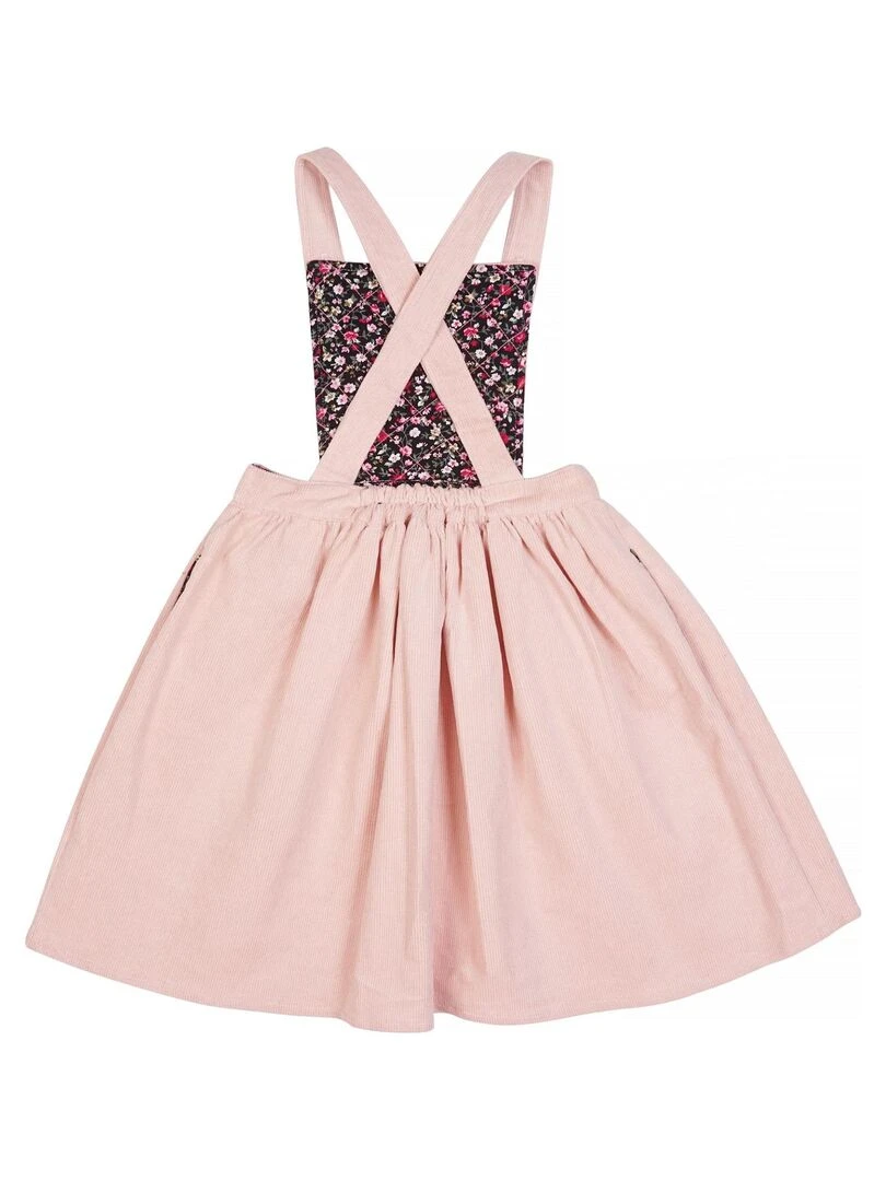 Robe Salopette Fille  Velours Rose Pastel  ECOLIÈRE   'LA FAUTE A VOLTAIRE'   Rose clair