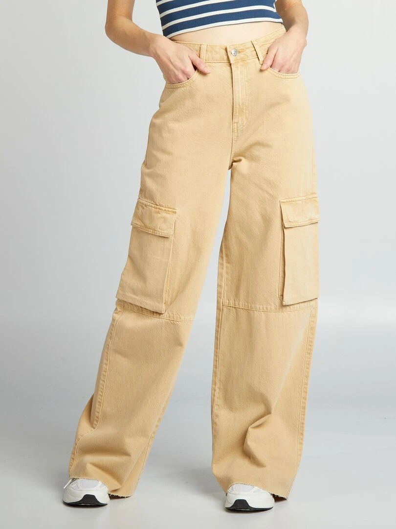 Jean multipoche wide leg Beige