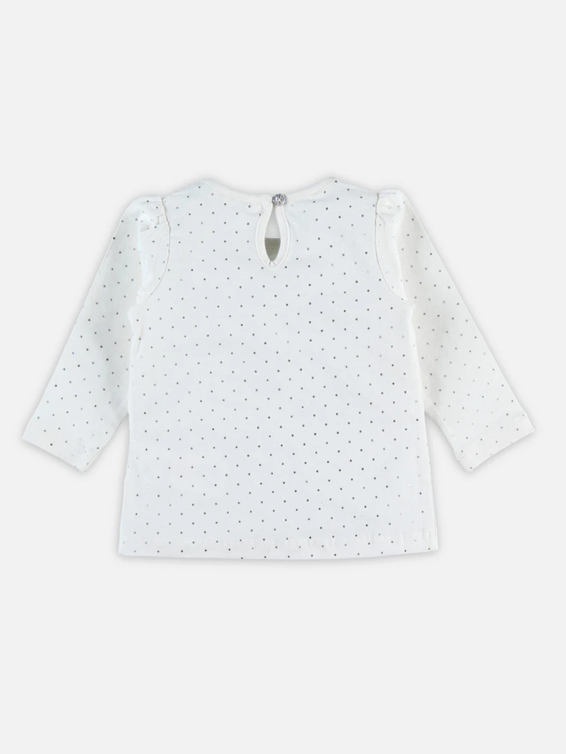 T shirt Pois Argentés Blanc