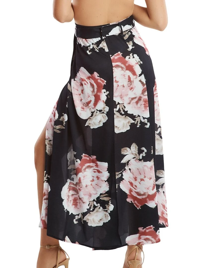 Jupe longue estivale Hawaii Noir