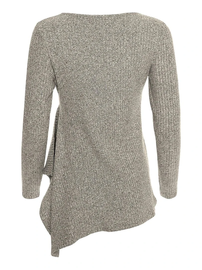 Top asymétrique manches longues Cosy   Gris