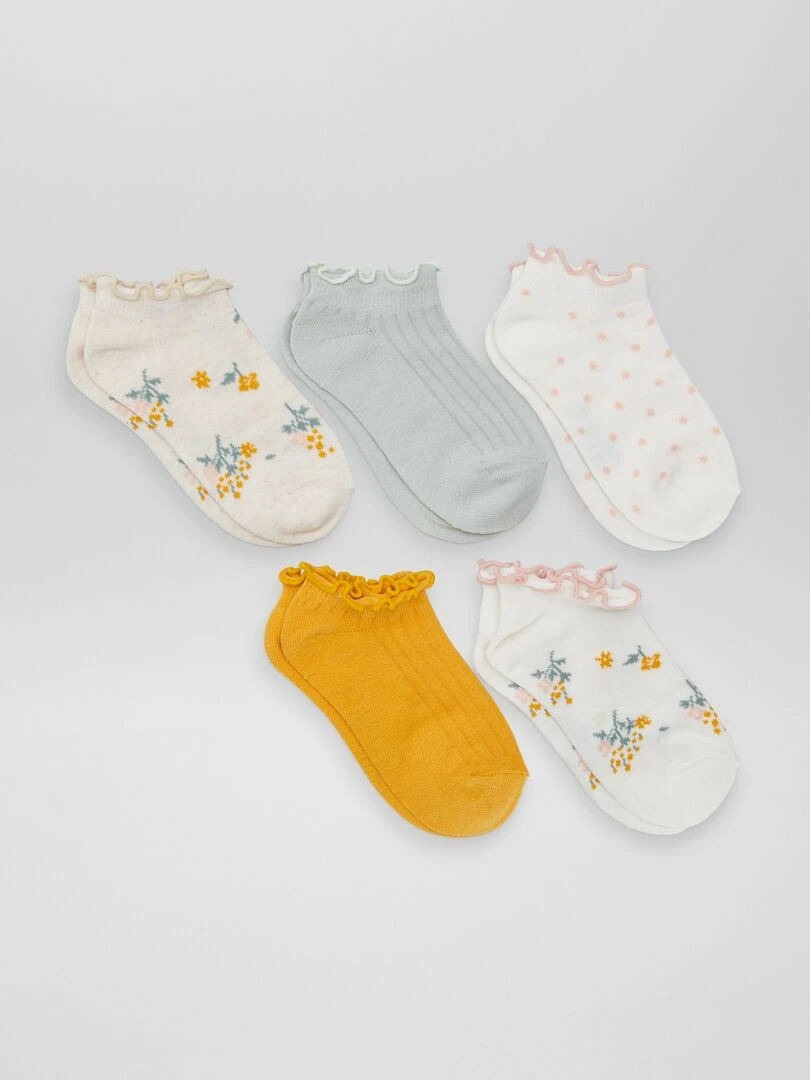 Lot de 5 chaussettes fantaisies Jaune