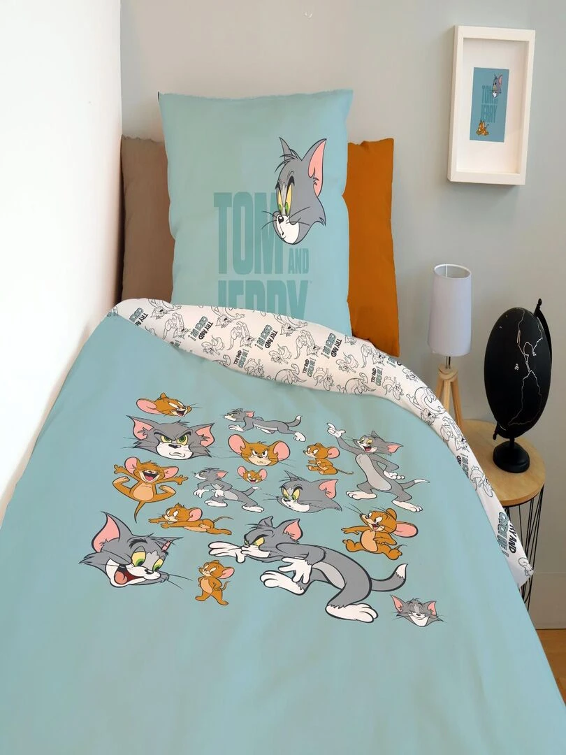 Housse de couette Tom and Jerry try and catch me 140x200 cm   100% Coton   Bleu