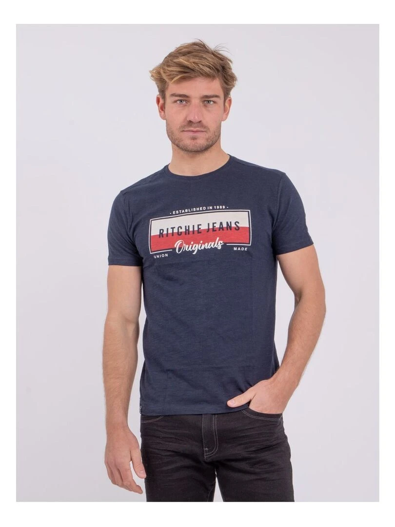 T shirt manches courtes col rond pur coton NOMARY Rouge